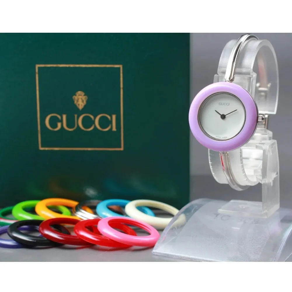 Gucci Luxury Vintage Silver Bracelet Watch complete set SWISS MADE Quartz